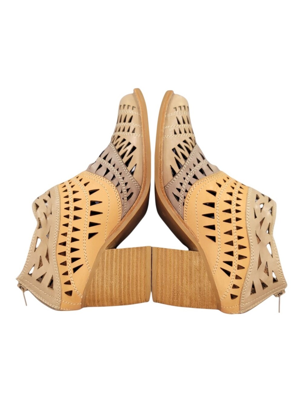 Jeffrey Campbell Free People Faviola Cutout Western Booties Tri-Color Taupe 7.5 - Picture 7 of 17